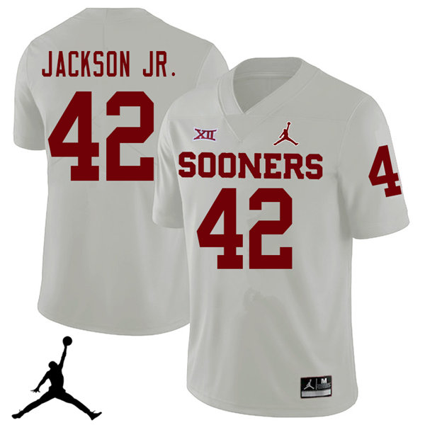 Jordan Brand Men #42 Mark Jackson Jr. Oklahoma Sooners 2018 College Football Jerseys Sale-White